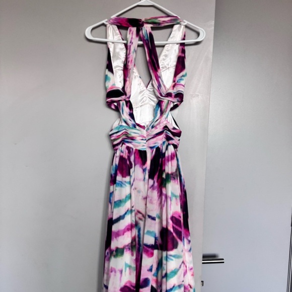 Aidan Mattox Halter Print Chiffon Open Back Gown Multicolor US 4 - Picture 4 of 10